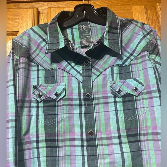 Rock 47 by Wrangler Women's Diamond Snap Western Cowgirl Shirt Size XXL - Picture 3 of 10